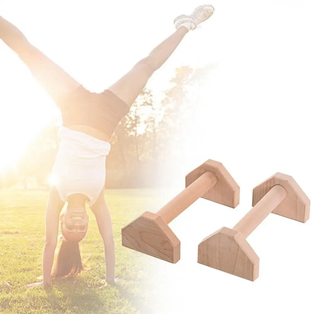 1 Pair Durable Wood Stand Anti-slip Design For Muscle Exercise Handstand Push-Ups