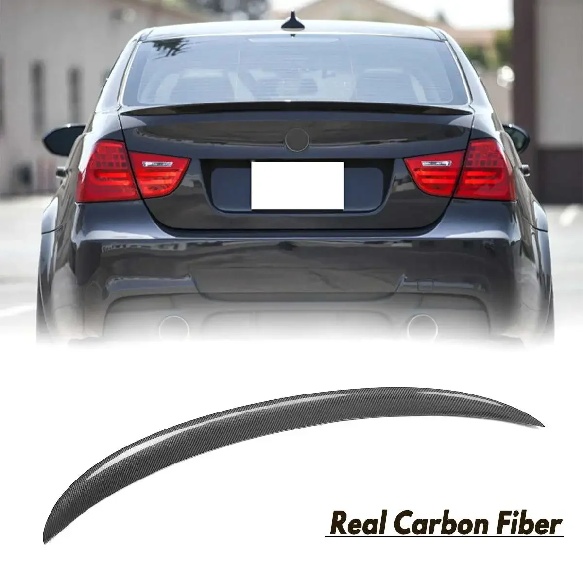 

Real Carbon Fiber Glossy UV-Coating High Kick P/M4 Type Rear Trunk Spoiler Wing For BMW E90 2006-2011 M3 328i Modification Part