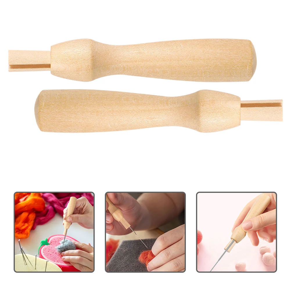 Poking Fun Tool for Felting Making Craft Wool Handle Kit Needle Wooden Handles Multifunction Tools Replacement 16 Pcs needle felting kit,wool felting kit,needle felting painting kit