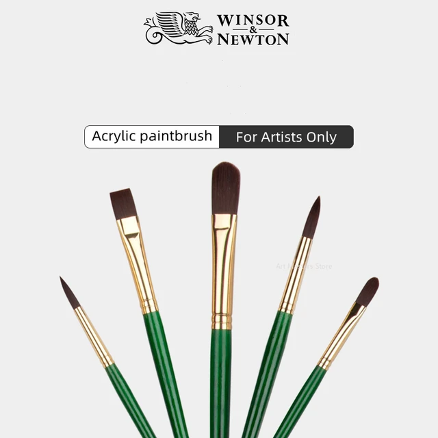 Winsor Newton Acrylic Paint Nylon Brushes Flat Tip Round Head Fan Brush  High Elasticity Long Rod Oil Painting Outlining Pens - AliExpress