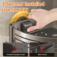 ชั้นวางของในห้องอาบน้ำรูปสามเหลี่ยมพร้อมตะขอ ติดตั้งด้วยถ้วยดูด ไม่ต้องเจาะผนัง ชั้นวางของในห้องน้ำอะลูมิเนียมสำหรับวางแชมพู สบู่ และของใช้ในครัว 3