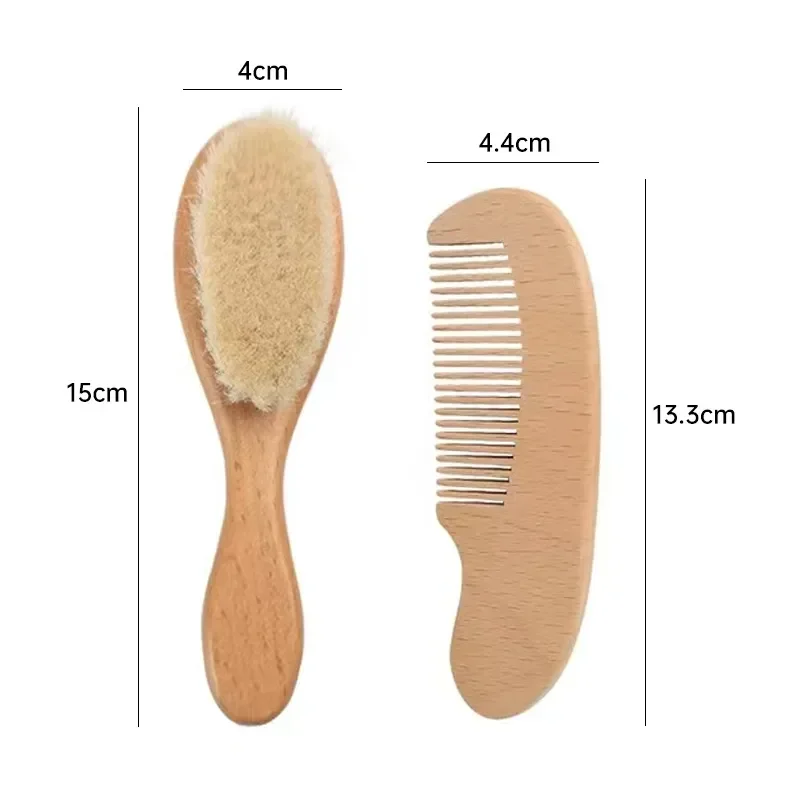 2pcs Baby Care Hair Brush Beech Soft Wool Wood Comb Newborn Massager Comb Baby Shower And Gift Sleeping Soothing Bedding hair comb curly hair brush hair styling tools hair brush comb hair comb set wooden handle brush