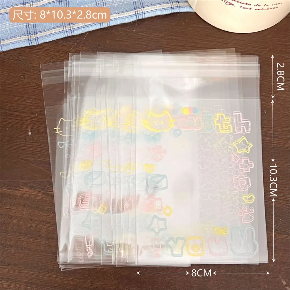 20/50/100 adet Graffiti yavru kedi kendinden yapışkanlı çanta, küçük kart kendinden kilitli çanta, ambalaj kartı hediye çantası, yüksek görünüm OPP çanta