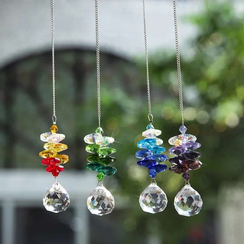 4pcs 20mm Chandelier Crystal Prism Ball Light Catcher Window Hanging Rainbow Maker Home Garden Decoration Set
