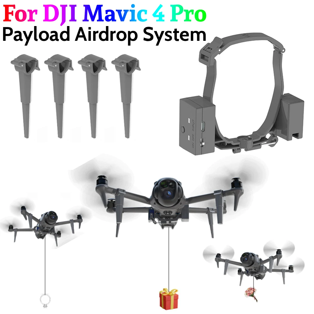 For DJI Mavic 4 Pro Payload Airdrop System with Landing Gear Airdrop Thrower System Drone Deliver Tool Transporting Accessories