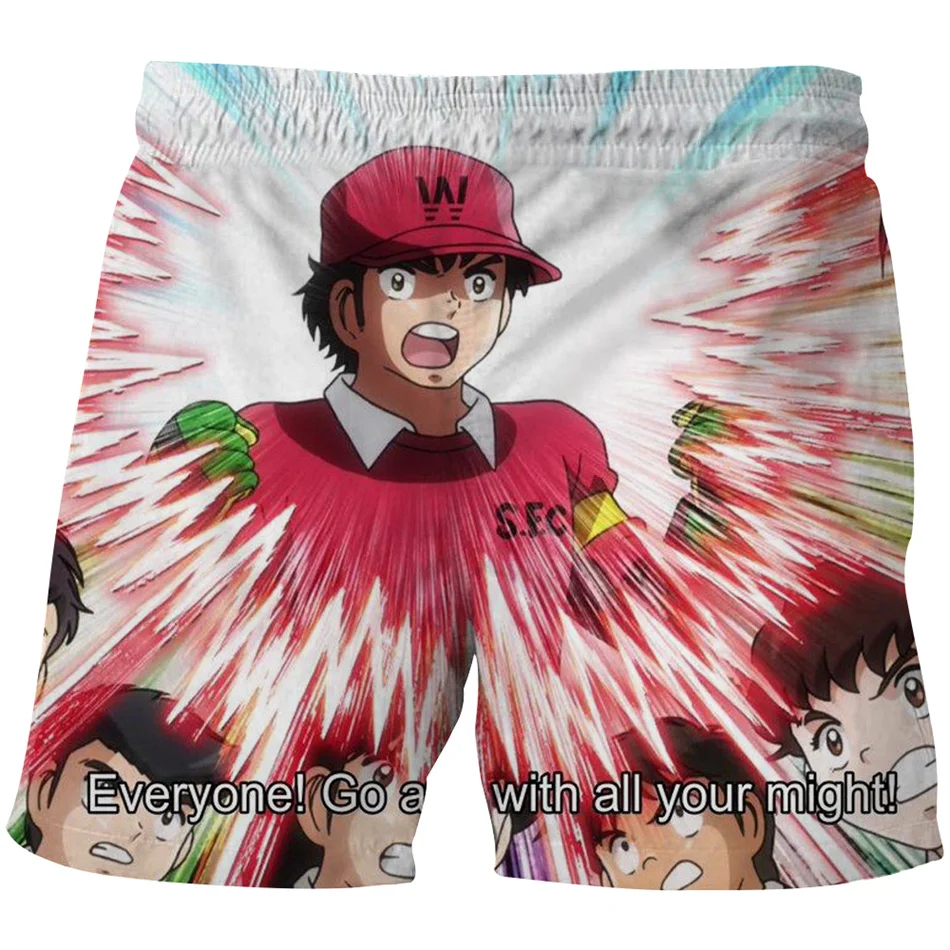 Japanese Anime Captain Tsubasa 3D Print Beach Shorts For Boy Girl Summer 4-14Y Children Casual Swimwear Baby Kids Cool Pants