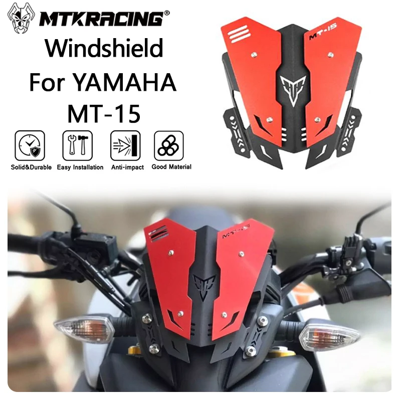 

MTKRACING Windshield For YAMAHA YAMAHA MT-15 2019-2024 Motorcycle Aluminum Windscreen Deflector Extention Kit Windshield Fairing