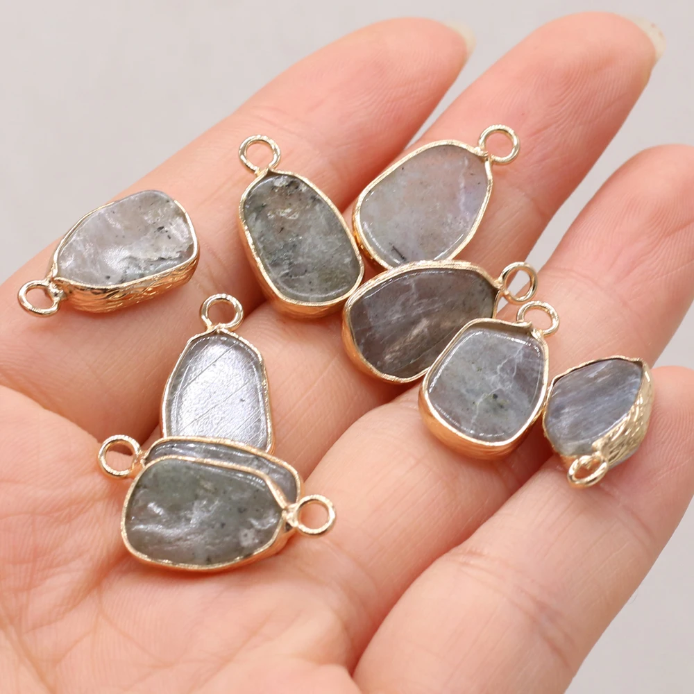 1PC yachu Rose Quartz Amethyst Amazonite Stone Gold Plated Pendant 10x20mm Jewelry Making DIY Necklace Accessory Gift 6