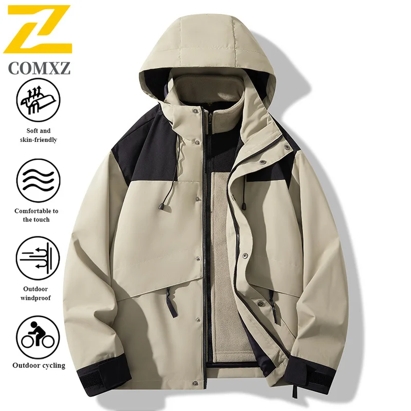 EiAO Jacket Couple's 3-in-1 Winter Thermal Fleece Liner Waterproof Windproof Expedition Parka for Camping Fishing Snow Trekking