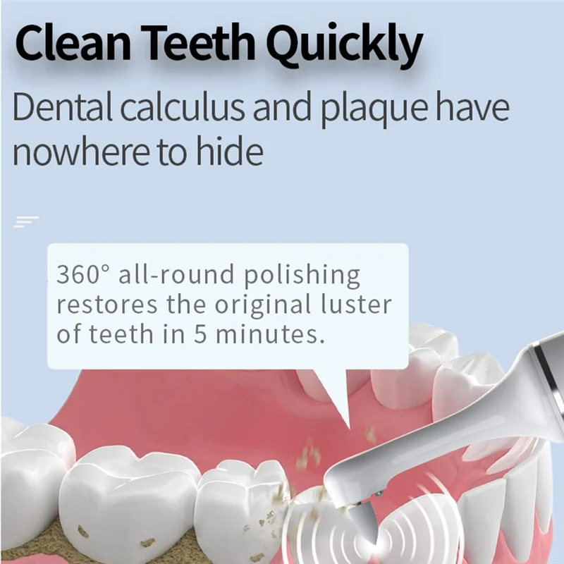 A98G-Tooth Polisher, Rechargeable Teeth Polisher With 6 Brush Heads, Tooth Whitening Kit For Cleaning And Polishing