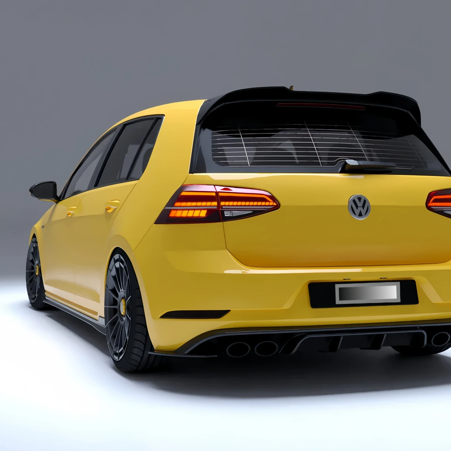 Gloss Black Oettinger Style Rear Roof Spoiler Wings View 3