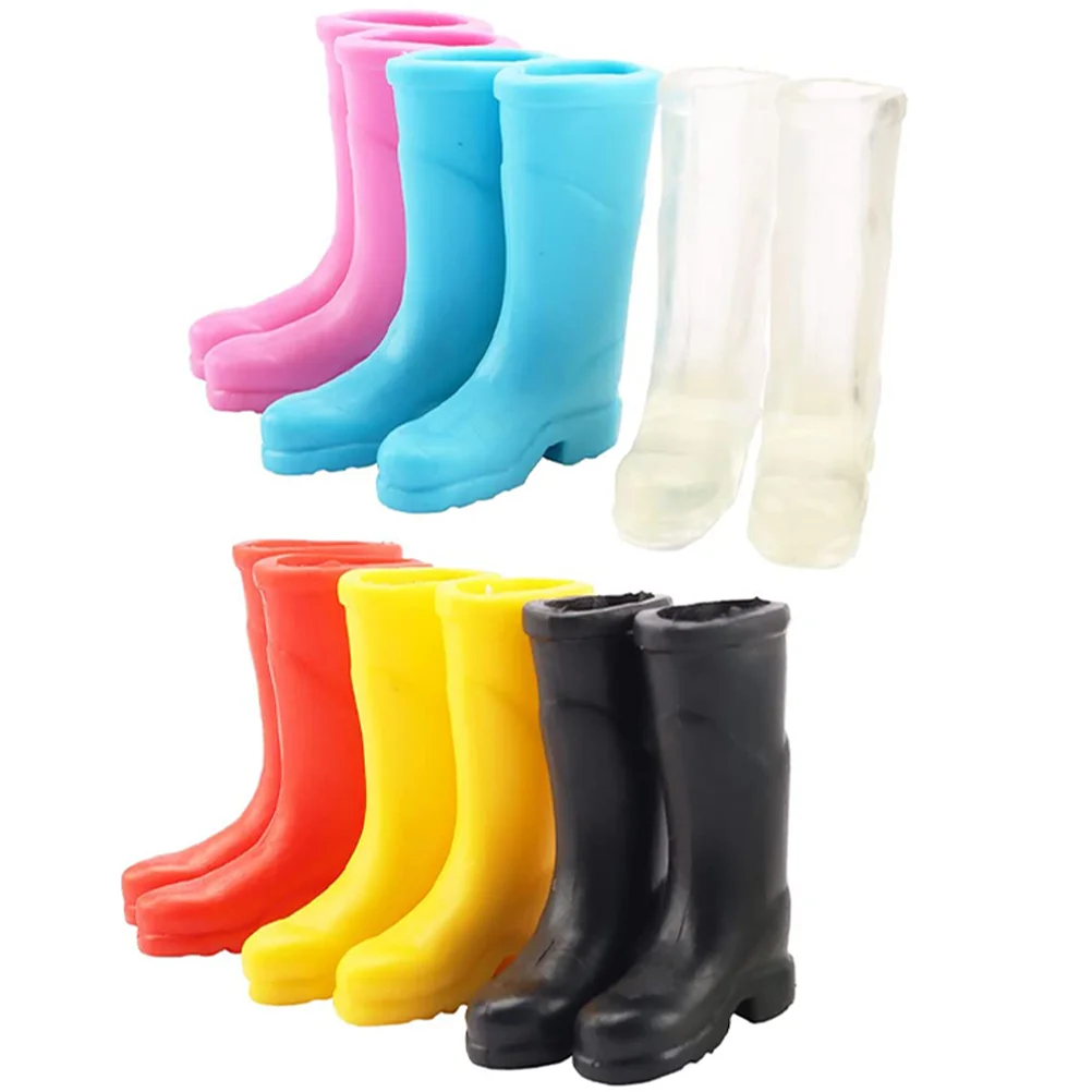 6 Pairs Miniature Furniture Rain Boots Bootss Baby Tiny Plastic House Shoes Bootsations 2x rain gauge plastic rain gauge science teaching instrument is suitable for gardeners weather observers gadget lovers