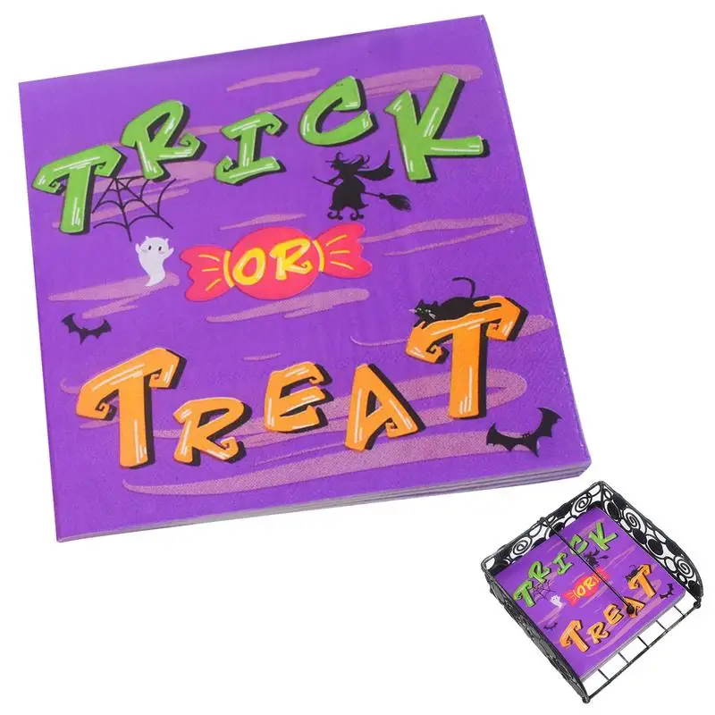 

Printed Napkins Black Cat Trick Or Treat Paper Towels 20 Pieces Cocktail Napkins For Halloween Celebrations Decor 2 Ply
