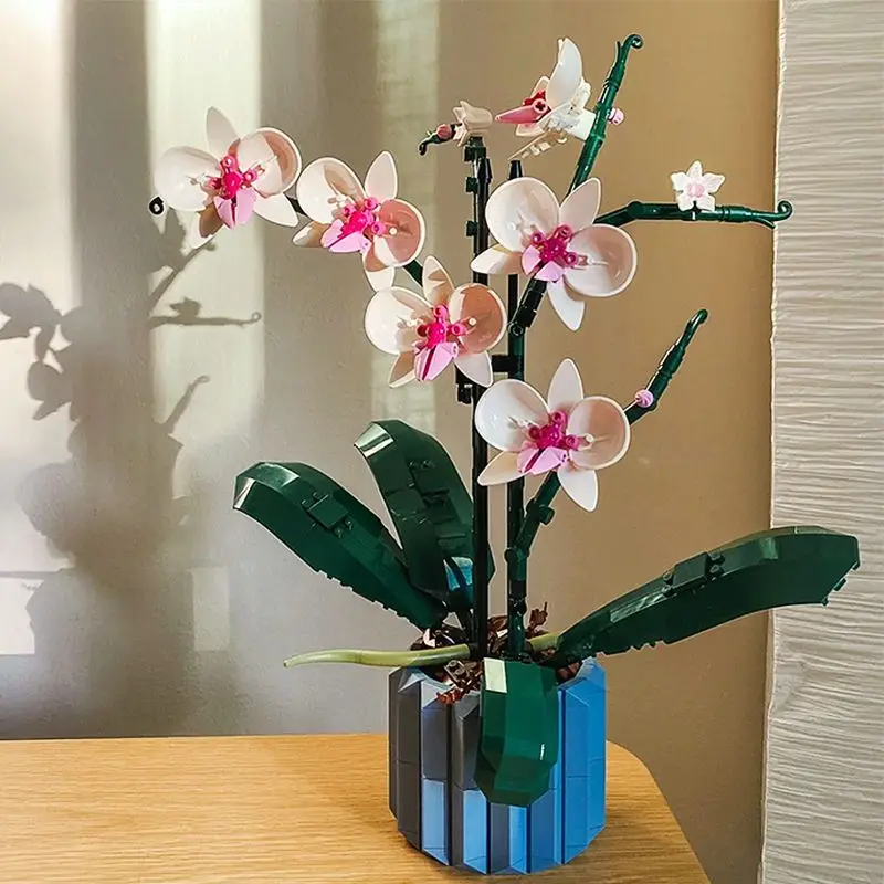 

Diy Cute Orchid Block Flower Succulents Potted Building Blocks FIT for Romantic Kit Assembly Building Toy Girl Gift First Love