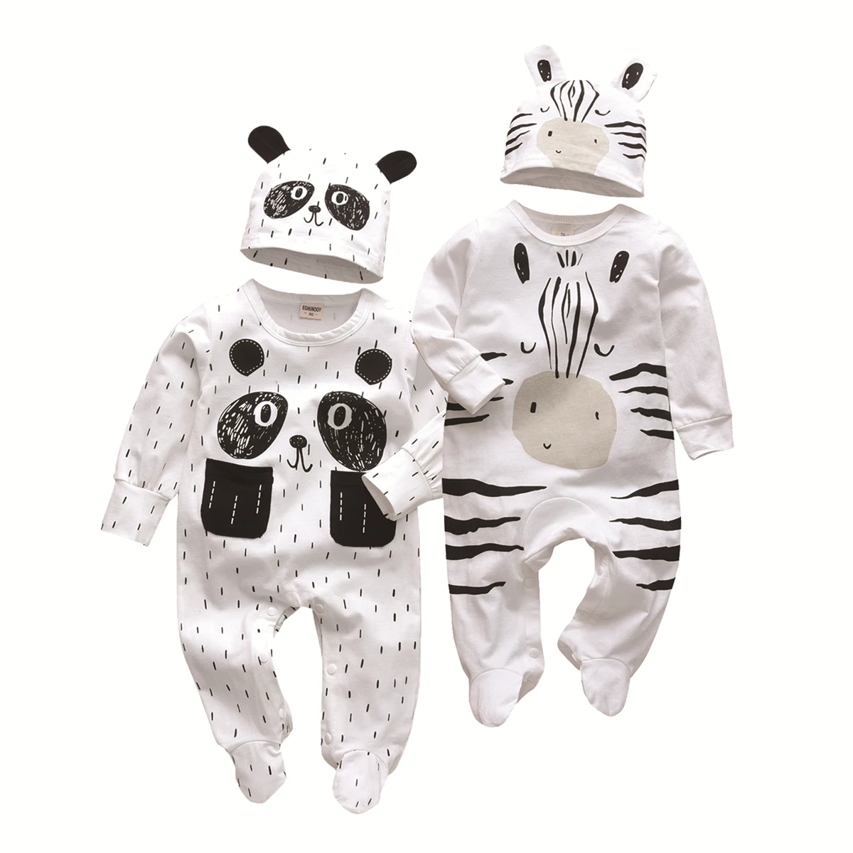 2pcs Baby Newborn Boys Penguin Pattern Long Sleeve Pullover & Sports Pants Set Clothes,Temu