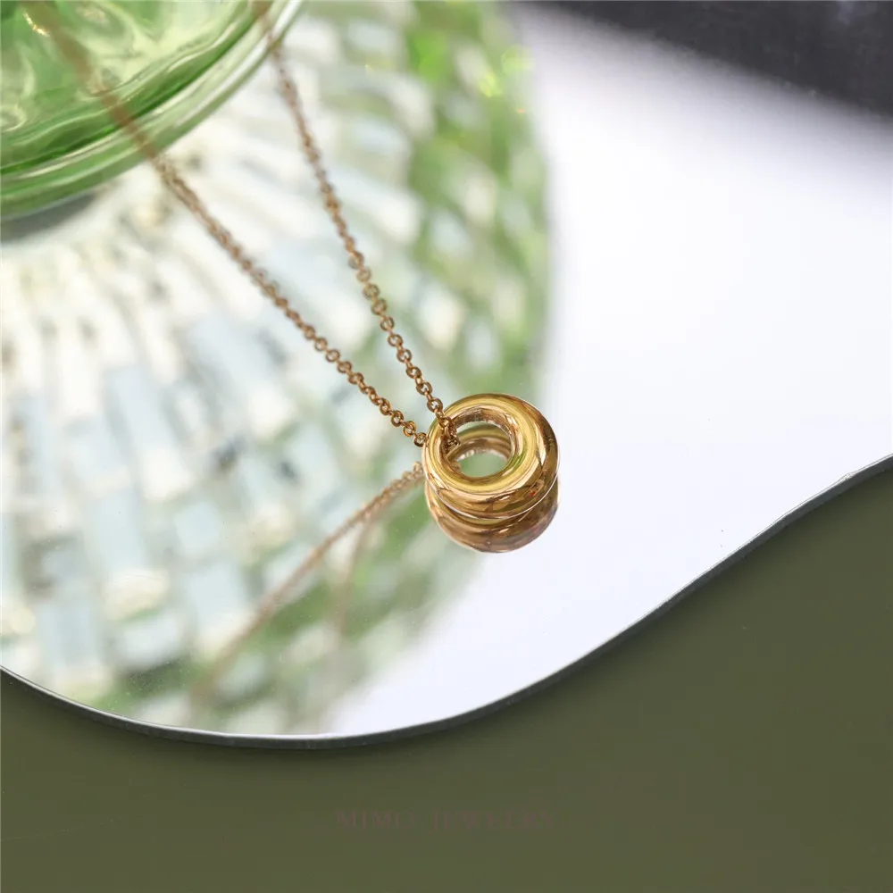 

Color titanium steel gold-plated simple ring pendant necklace INS wind clavicle chain DIY hand accessories