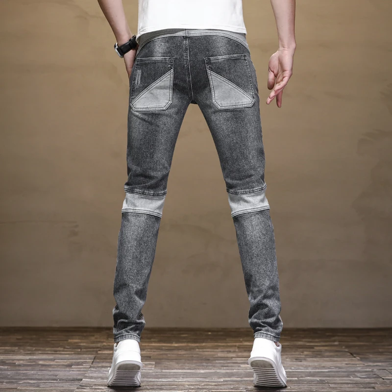 New Fashion Men's Vintage Jeans Retro Ripped Zipper Holes Denim Trousers For Male Plus Size 30-42 Pants