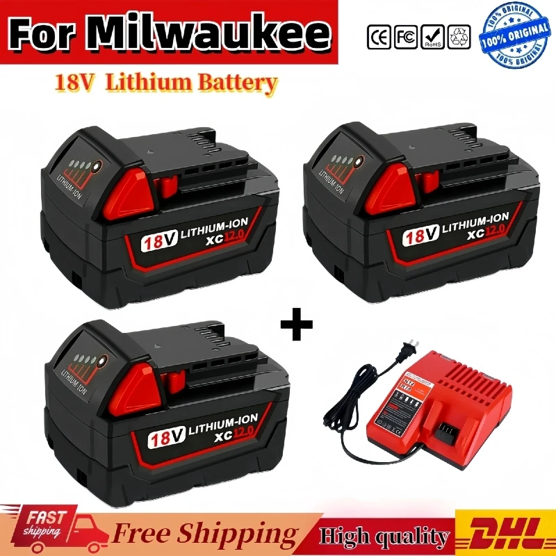 

For Milwaukee M18 M18B6 18V XC 9Ah 6Ah Li-ion Battery 48-11-1860 /Charger rechargeable battery