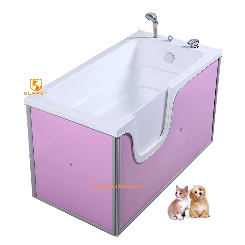 Blue yellow green colors cat and dog SPA professional pet shop large square acrylic bathtub with broadside open-door