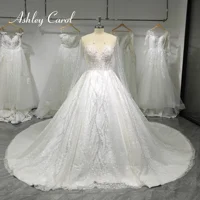 Ashley Carol Long Sleeve Wedding Dress Real photos 2023 Shining Beading Lace Up Invisible Neckline Wedding Gown Vestido De Novia 1