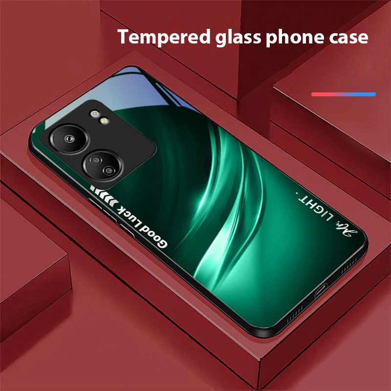 Gradient Soft Green Black Tempered Glass Phone Case