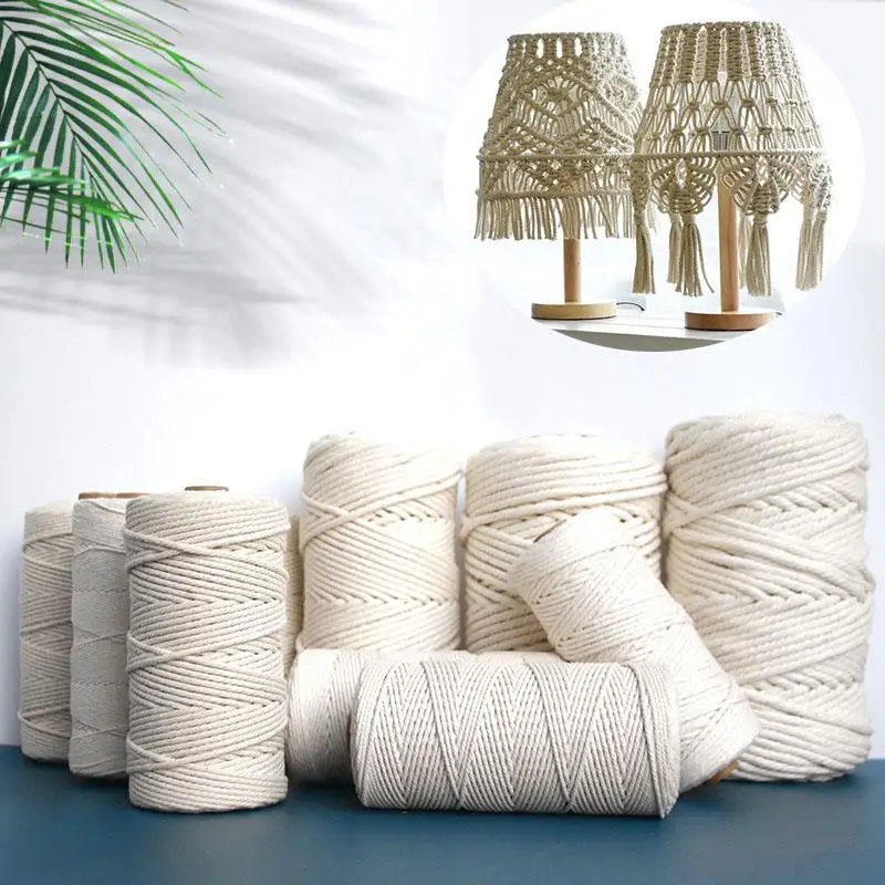 1mm-10mm 100% Cotton Macrame Cord Rope String DIY Handmade Wall Hangings Natural Rope Sewing Bohemia Wedding Home Decoration