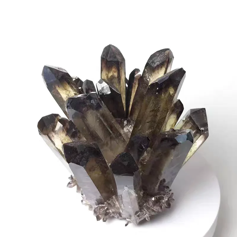 Natural raw ore black crystal cluster, healing rare ore specimens fine crystal ornaments