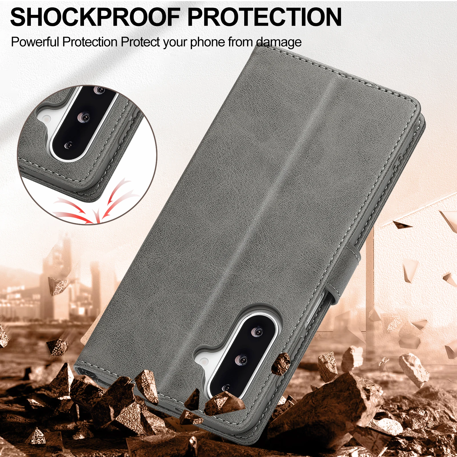 Luxury PU Leather Wallet Stand Case with Magnetic Buckle - Shockproof and Protective Full Cover Flip Holster