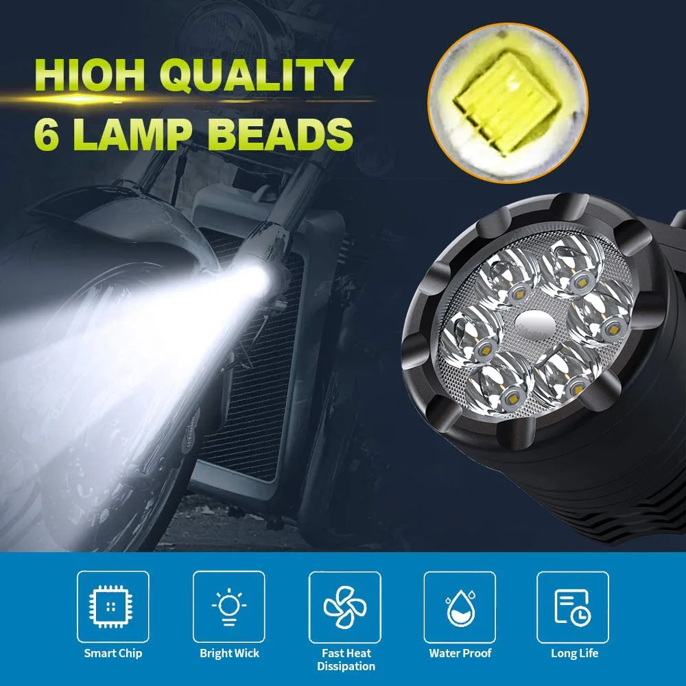 motorcycle led lights 60W Motorcycle LED Headlight Spotlight Universal Moto Spotlight Additional LED Auxiliary Faro Moto Assemblie Lamp