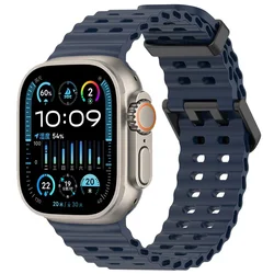 Ocean Silicone Sport Strap for Apple Watch - Premium Watchband Bracelet (Midnight Blue)