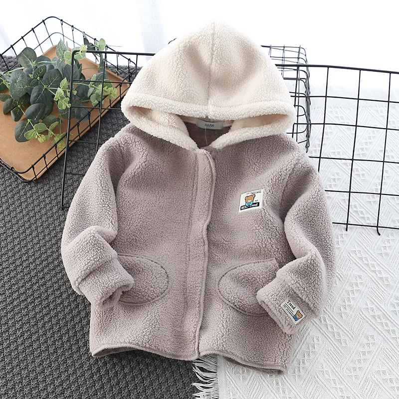 IYEAL 아동용 봄 중간 길이 윈드브레이커 재킷 플리스 후드 가디건 가을 겨울 따뜻한 플리스 두꺼운 후드 따뜻한 상의