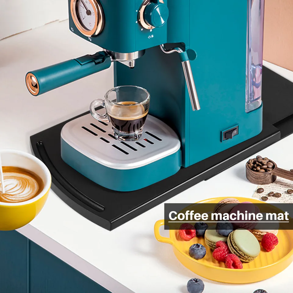 1 vassoio per caffettiera da cucina, tappetino scorrevole per vassoio