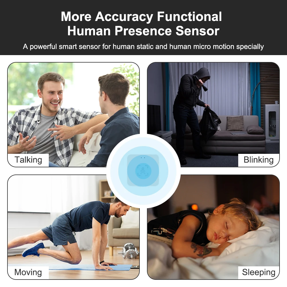 Motion Sensor Tuya WiFi/Zigbee Human Presence Detector With Lux Detection Radar Microwave Support Z2Mqtt Home Assistant