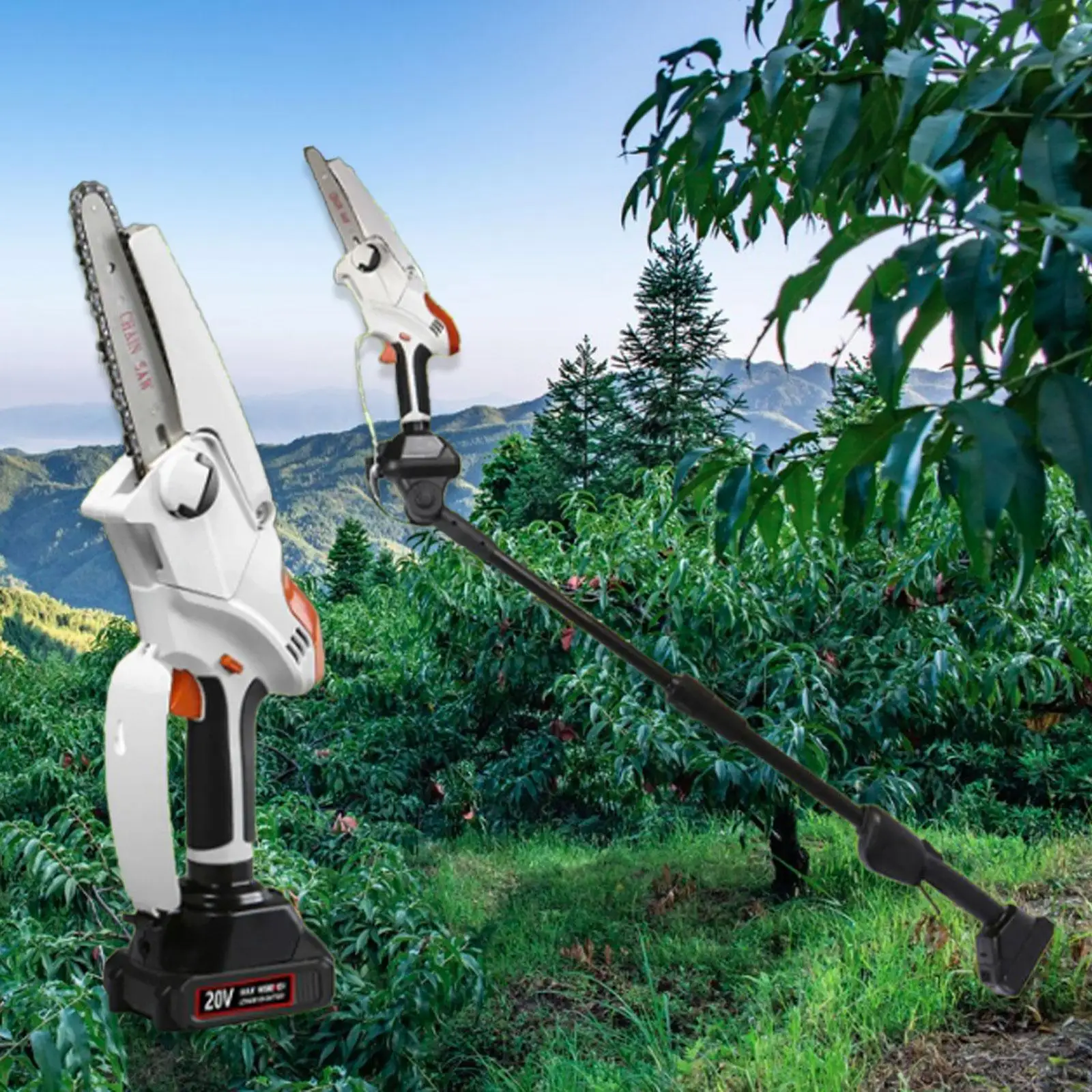 Extendable Portable Smart Protection Tree Pruner Electric Pole Saw for Orchard Wood Cutting Urban Greening Forests Tree Trimming