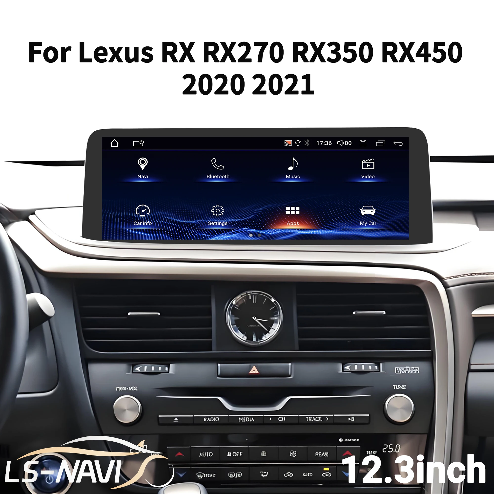 12,3 pulgadas para Lexus RX RX270 RX350 RX450 2020 2021 Radio de coche inalámbrico CarPlay Multimedia pantalla Snapdragon 680 1