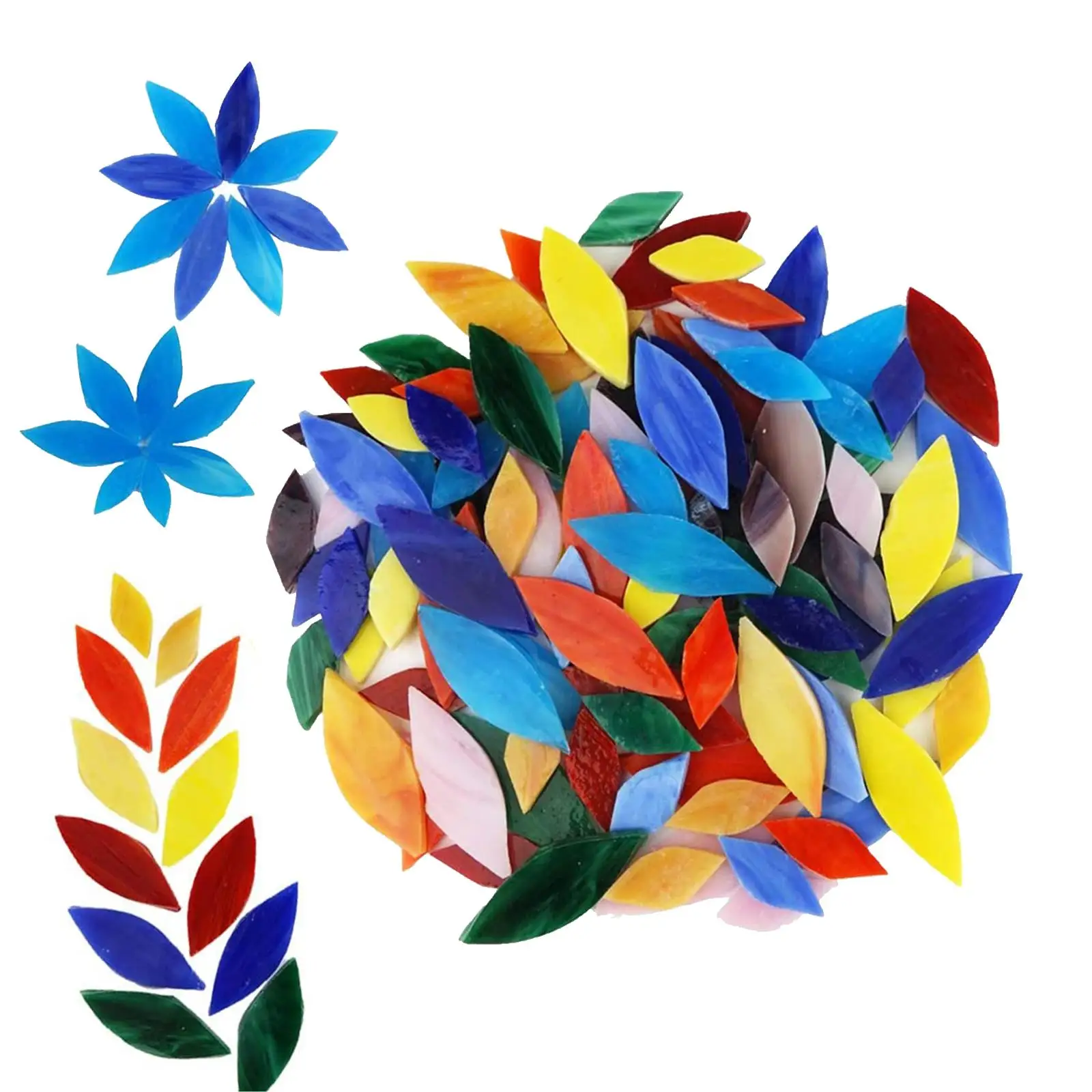 100 Pieces Mosaic Tiles Flower Leaves Hand-Cut Stained glass for home Decoration