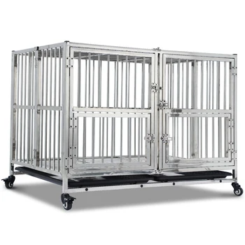 48" Heavy Duty Dog Crate Cage Kennel with Wheels