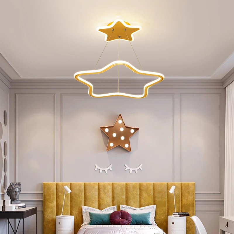 

Led Ceiling Chandeliers Simple Living Bedroom Dining Room Wrought Iron Pentagram Cloud Pendant Lights Home Indoor Lighting Lamps