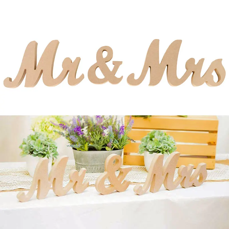 Mr & Mrs White Wooden Letters Sign For Sweetheart Table Decor Wedding Decoration 