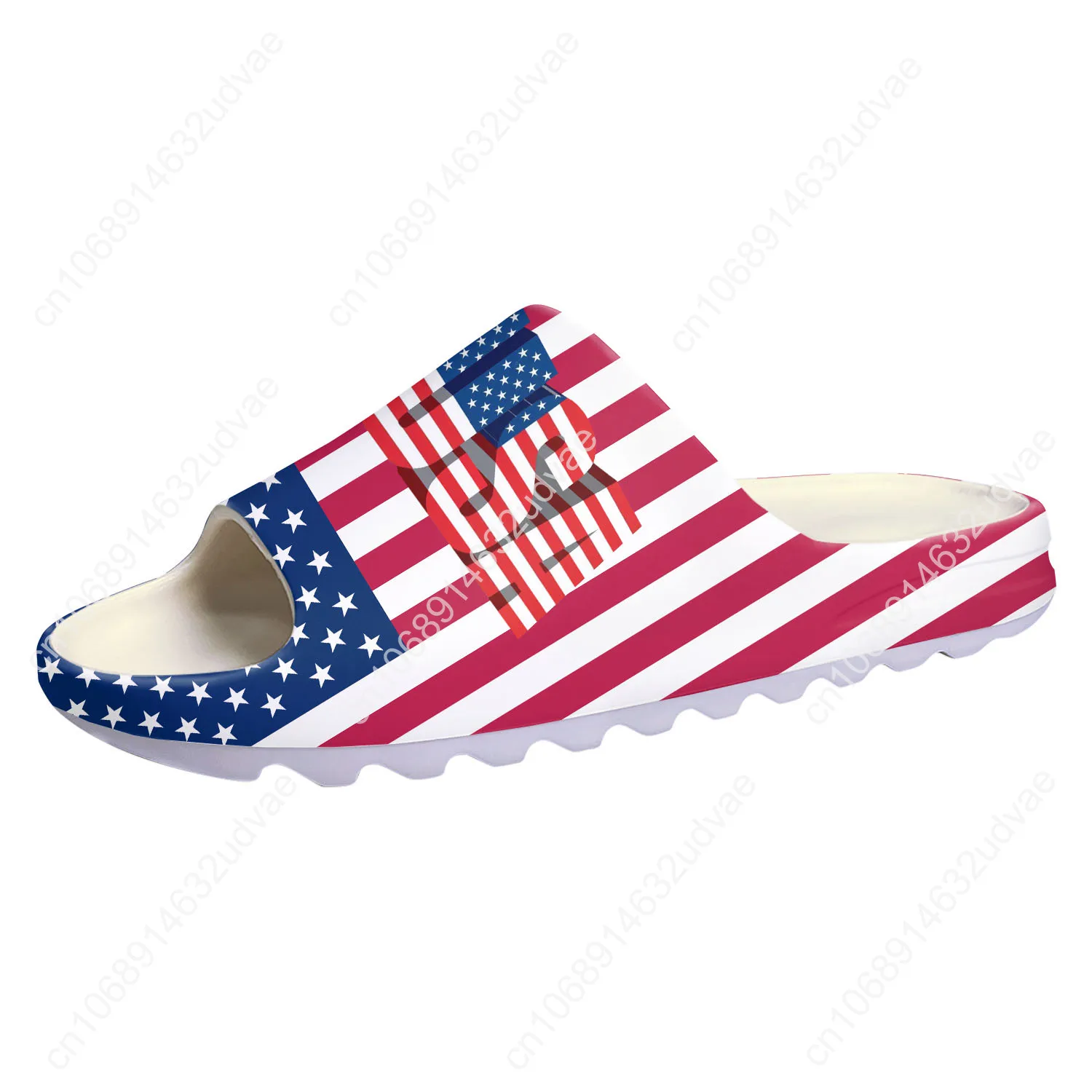 USA Flag America Red Blue White Art Soft Sole Sllipers Home Clogs Customized Water Shoes Men Women Teenager Step On Shit Sandals
