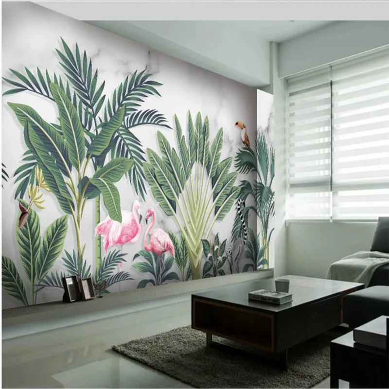 

Nordic Modern Minimalist Hand Drawn Tropical Rain Forest Wall Paper 3D Mural Wallpapers for Living Room Bedroom Decor Fresco