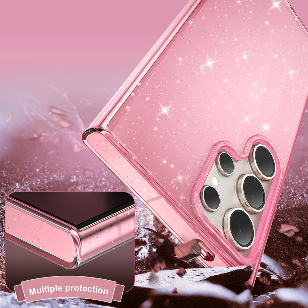 Luxurious Glitter Pink Waterproof and Fall-Resistant Mobile Phone Case