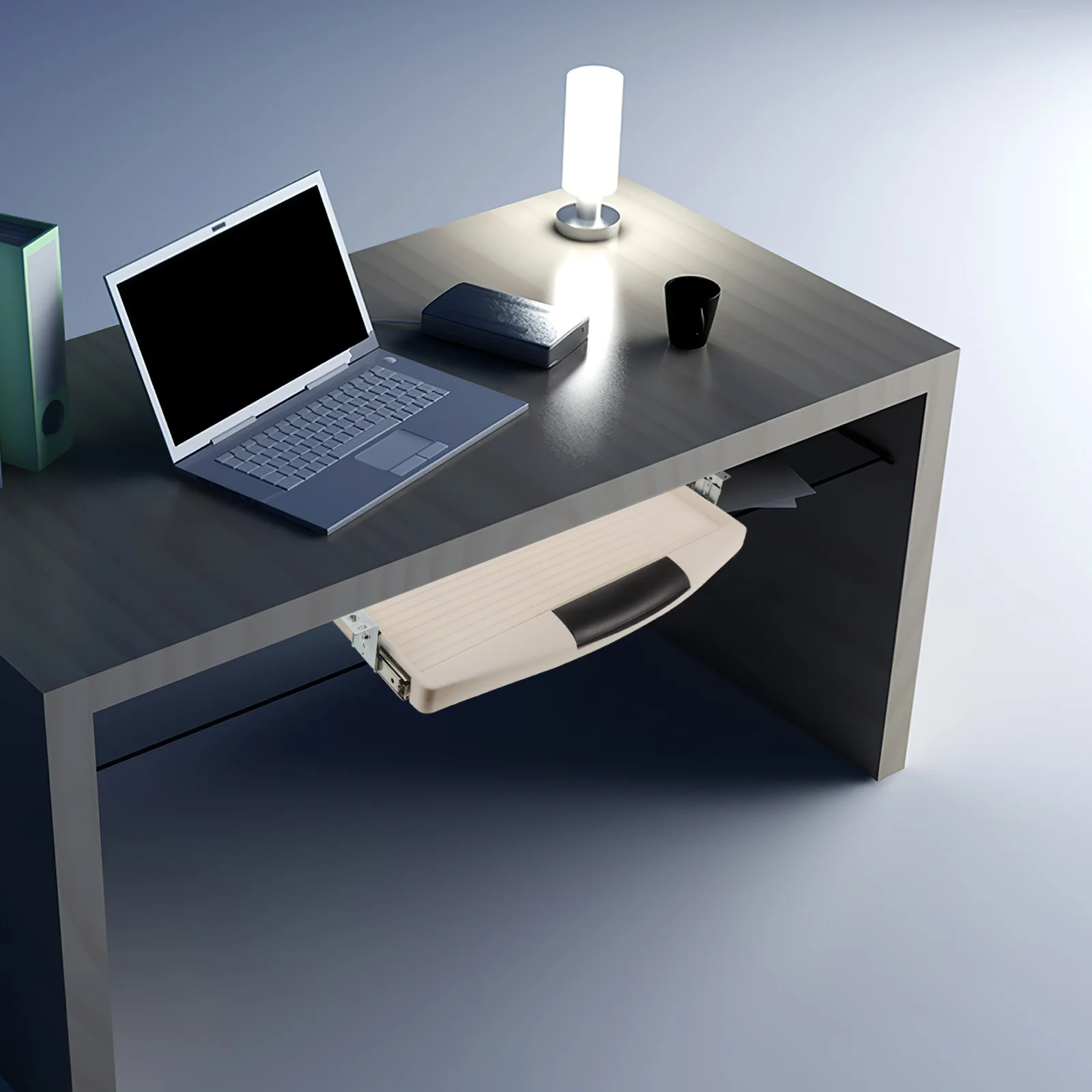 책상 아래 마운트 키보드 트레이 컴퓨터 스탠드 사무용품 서랍 슬라이드 슬라이딩 플라스틱