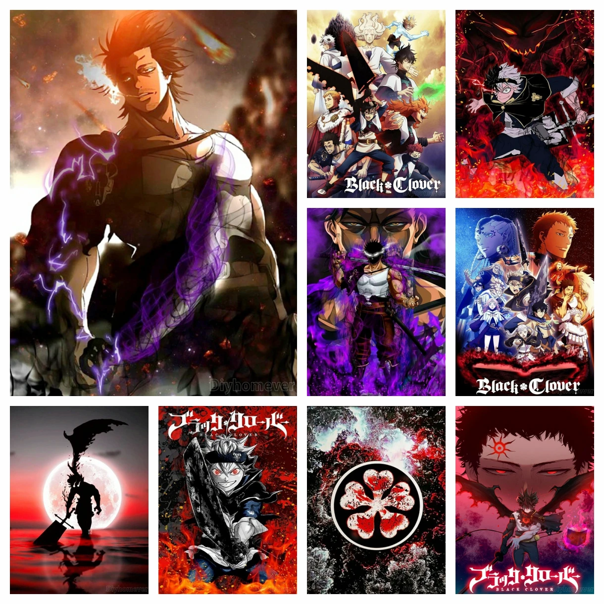 Black Clover DIY Diamond Painting Mosaic Japan Anime 2024 New Embroidery Jewelry Cross Stitch Home Decor Children's Gift Crafts