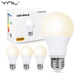 Set of 4 Energy-Efficient E27 LED Light Bulbs - 6W (Warm White)