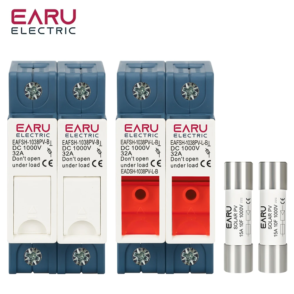 Description Picture 2 of itemOne Set 2P DC Fuse Holder 10*38mm High Voltage Solar PV 1000V 6A-32A Base Photovoltaic System Protection Protector gpV Parallel