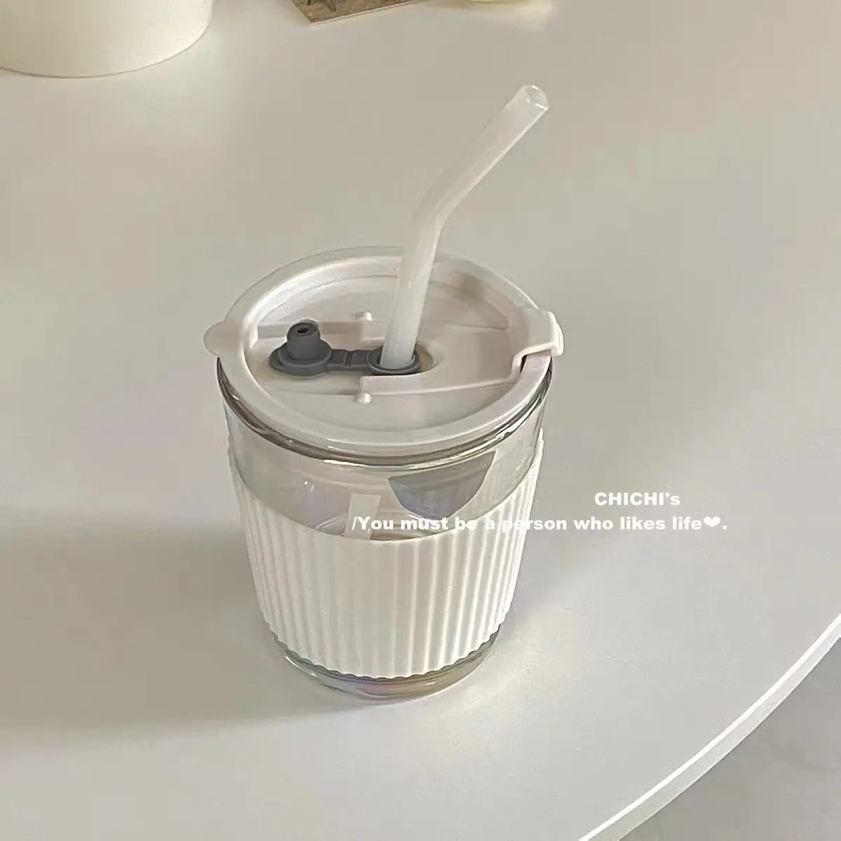 450ML Transparent Straw Cup With Lid Coffee Cup Reusable Cups