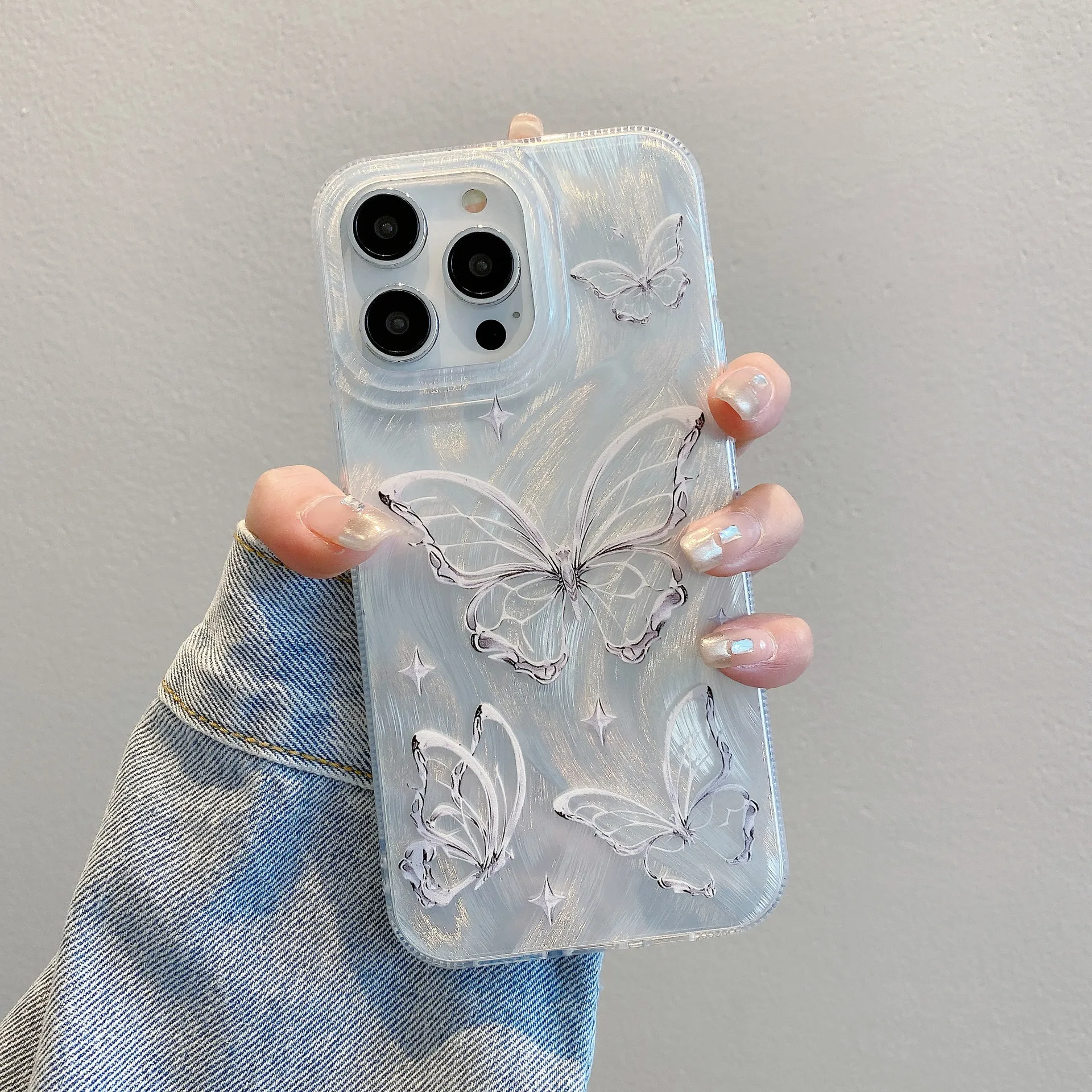 Premium Feather Pattern Laser Butterfly Case For Iphone 16 15 14