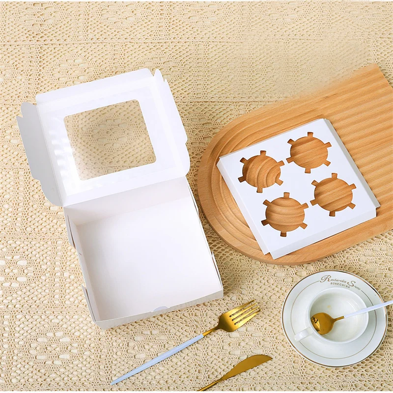 10PCS Cupcake Boxes with 2/4 Holes, Clear Window Cake Holder, Perfect for Wedding, Birt... - SKU CWCH2103 - UGI Packaging