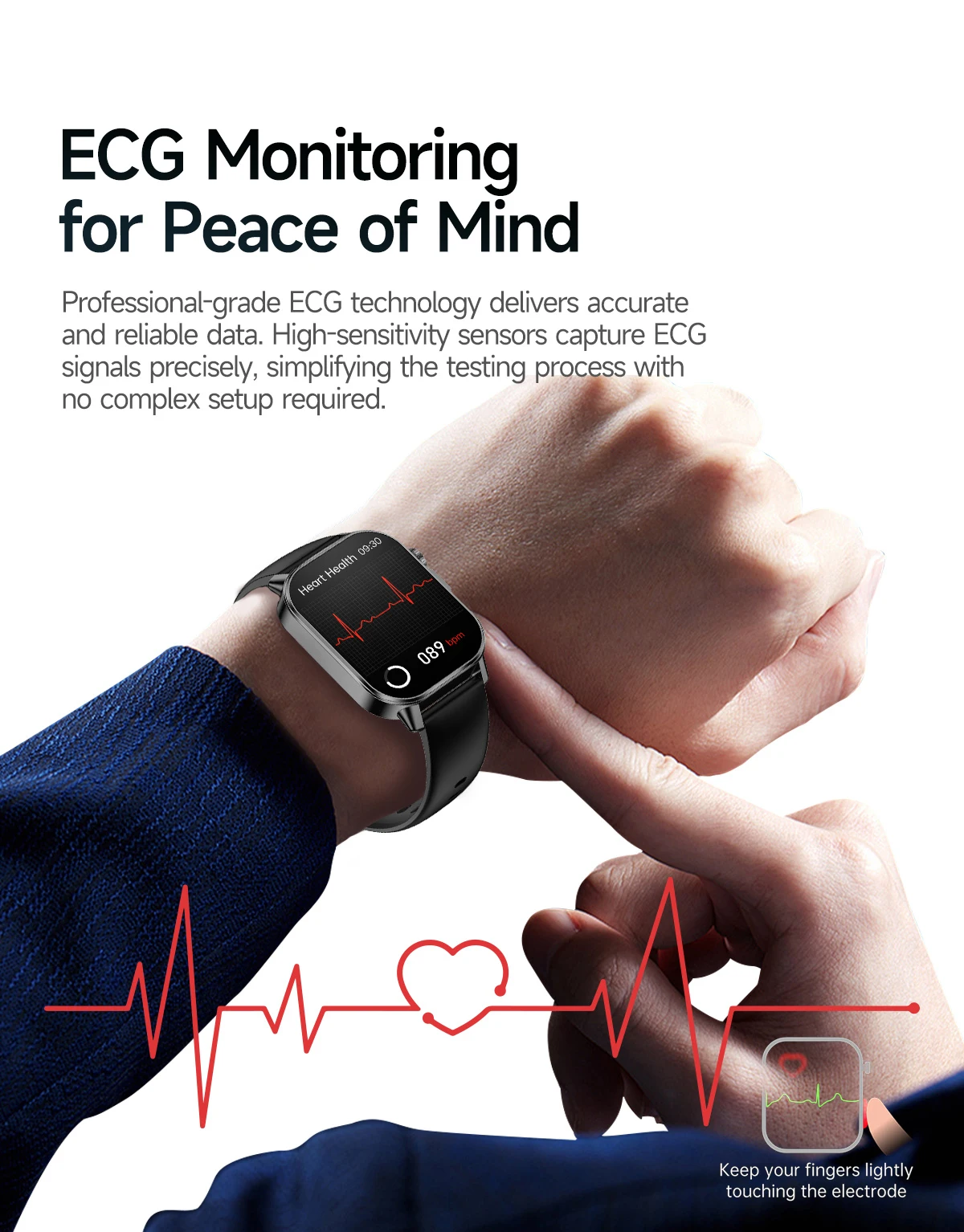 Smartwatch dames ecg bmi lichaamsvet analyse bluetooth bellen_voghion.com